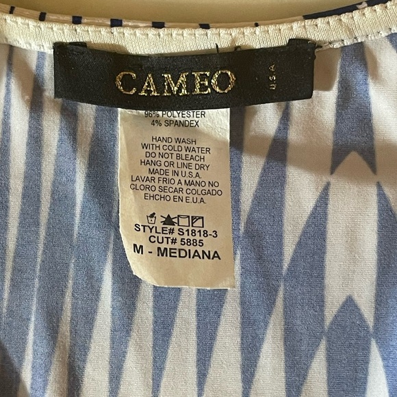 Cameo USA Blue White Geometric Print Maxi Dress Knot Front Size M - Picture 5 of 7